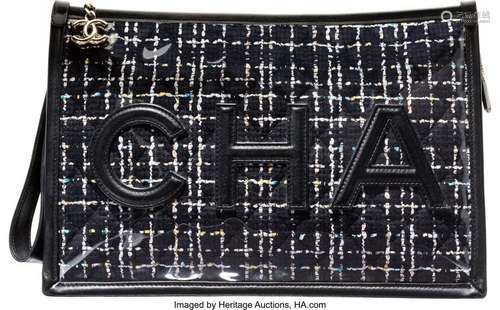 Chanel Black Tweed PVC Lambskin Wristlet Pouch Condition: 3 ...