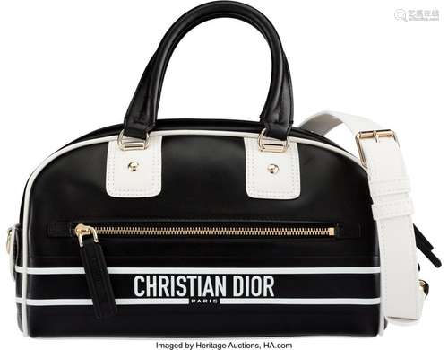 Christian Dior Micro Black and White Vibe Zip Bowling Bag Co...