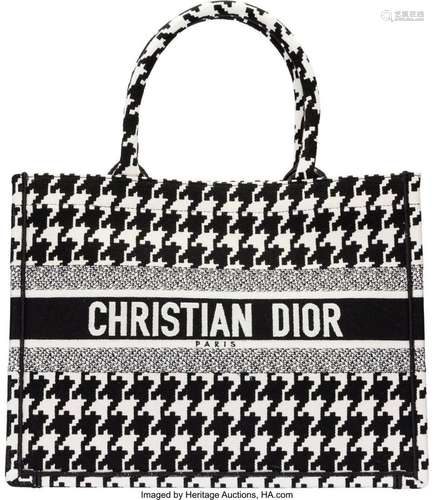 Christian Dior Black and White Macro Houndstooth Embroidered...