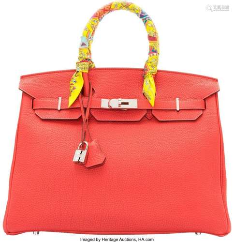 Hermès 35cm Rouge Pivoine Togo Leather Birkin Bag with Palla...