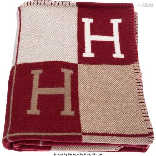 Hermès Rouge H & Ecru Avalon III Blanket Condition: 1 53...