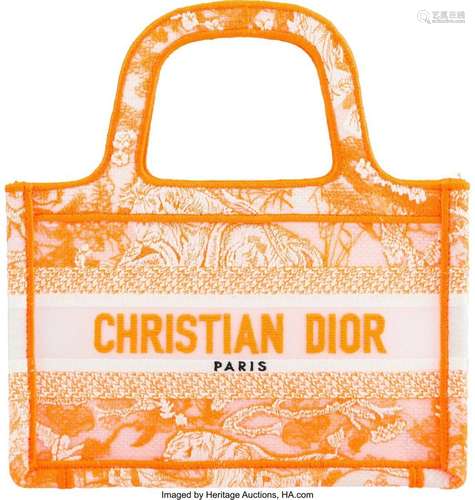 Christian Dior Fluorescent Orange Embroidered Mini Book Tote...