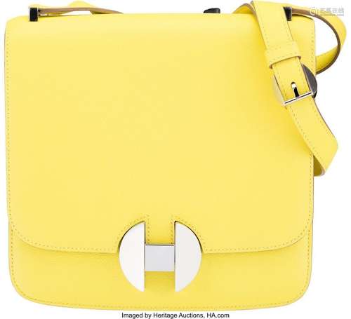 Hermès 20cm Lime Evercolor Leather 2002 Bag with Palladium H...