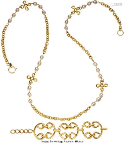 Chanel Set of Two: Chain Necklace and Bracelet Condition: 3 ...