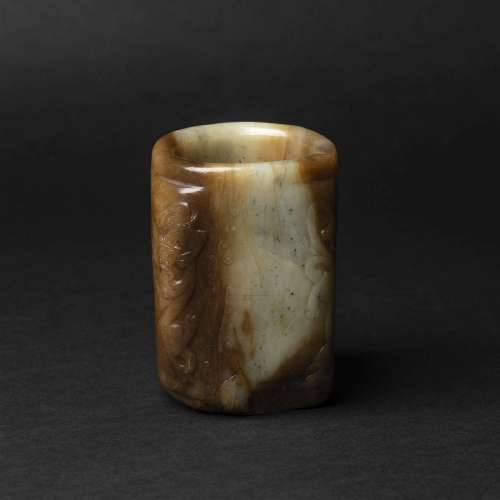 A White and Russet Jade Cong, Qijia Culture, 2200-1600 BC,