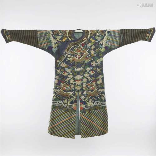 A Blue Silk Kesi 'Dragon' Robe, Ji Fu, Qing Dynasty, 19th C