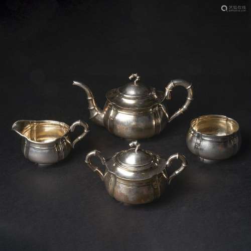 A Set of Chinese Export Gilt Silver Tea Service, Yok Sang S