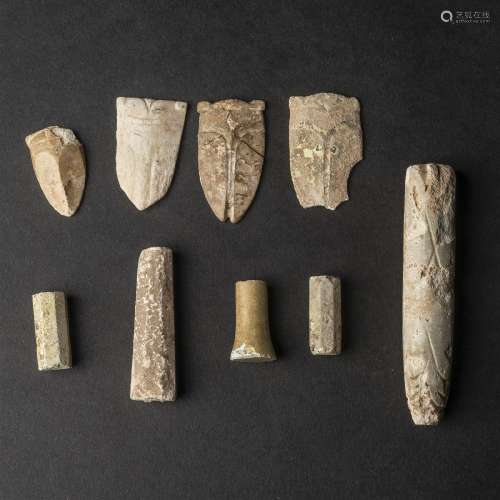A Group of Nine Archaic Glass Burial Ornaments, Han Dynasty