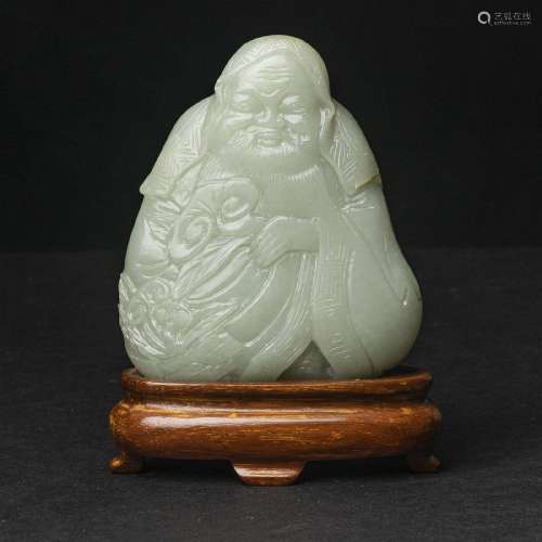 A Pale Celadon Jade Figure of the Daoist Immortal Laozi, 18