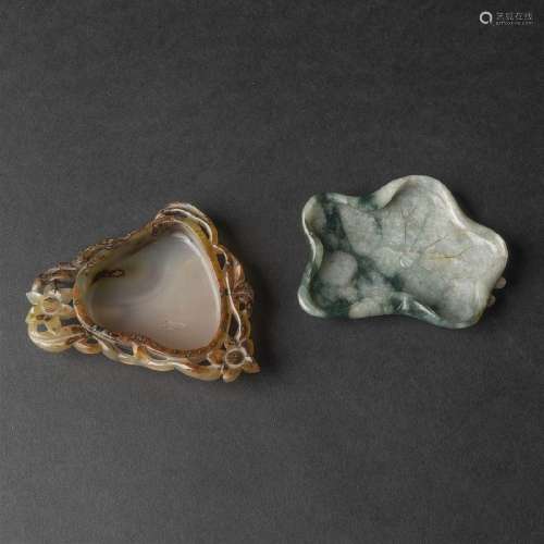 Two Jadeite and Agate Lotus-Form Washers, 19th Century, ? ?