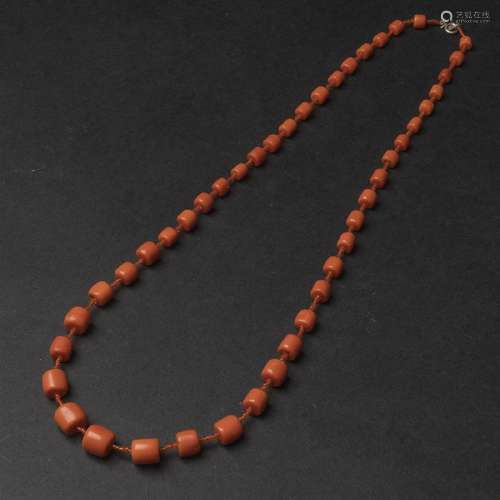 A Natural Coral Tubular Beaded Necklace, ????????, length 2