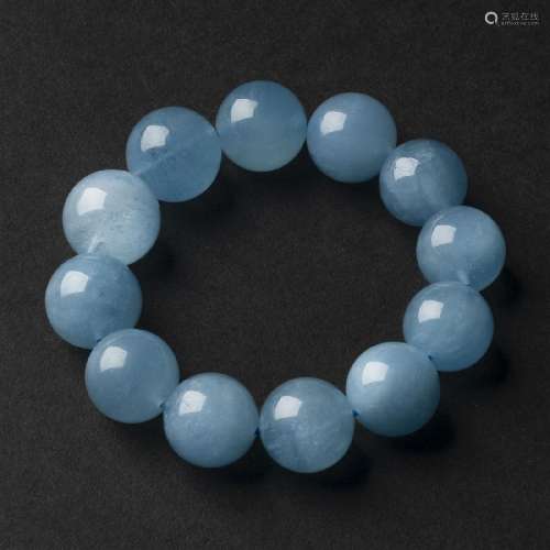 A Natural Aquamarine Beaded Bracelet, ???????, each bead ap