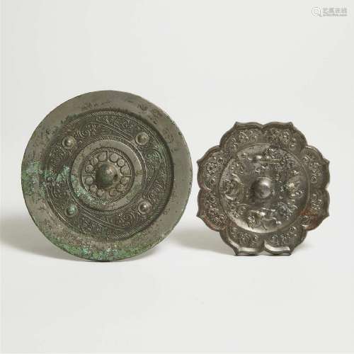 Two Bronze Mirrors, Han-Tang Dynasty (206 BC-AD 907), ??? ?