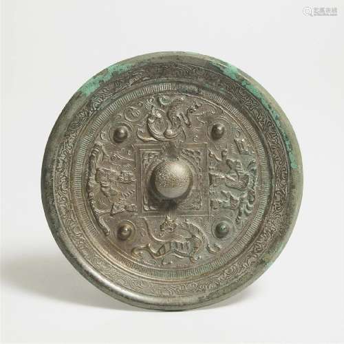A Bronze 'Figural' Mirror, Han Dynasty (206 BC-AD 220), ? ?