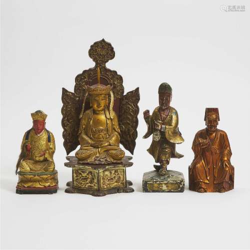 A Group of Four Gilt Wood 'Figural' Carvings, 19th/20th Cen