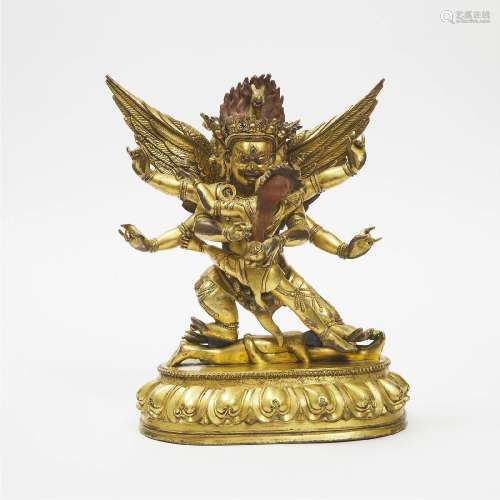 A Gilt Copper Alloy Figure of Hayagriva and Vajravarahi, Ti