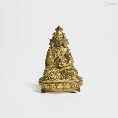 A Gilt Bronze Figure of Padmasambhava, Bhutan, 19th Century