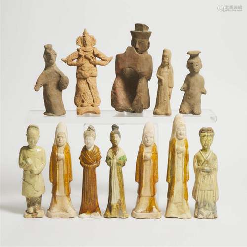 A Group of Twelve Pottery Figures, Han-Tang Dynasty (206 BC