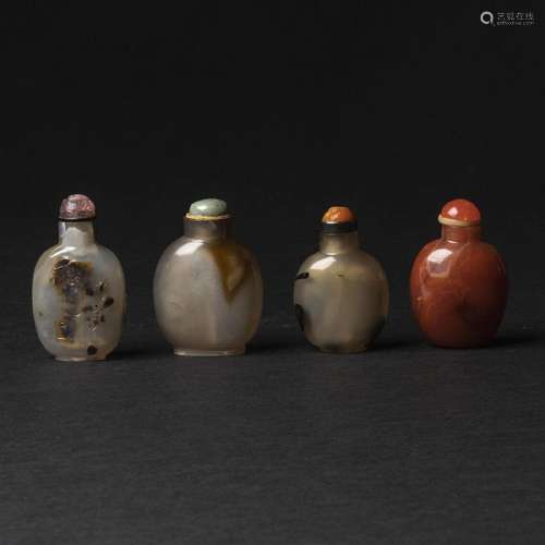 A Group of Four Agate Snuff Bottles, 19th Century, ? ???? ?