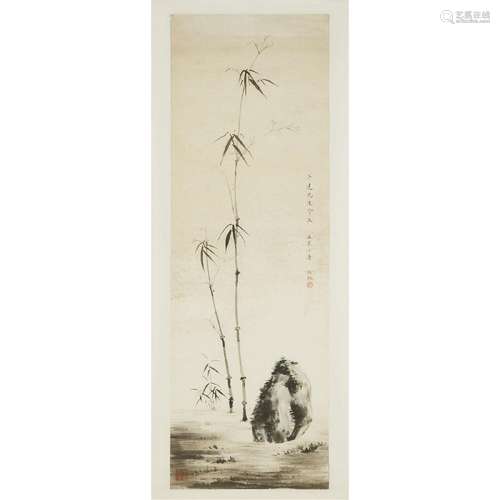 Mo Peiyue, Bamboo and Rocks, ??? ????? ???? ??, image 40 x