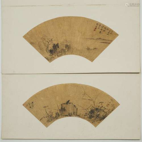 Yao Le and Bao Hao, Two Fan Paintings, Late Qing Dynasty, ?