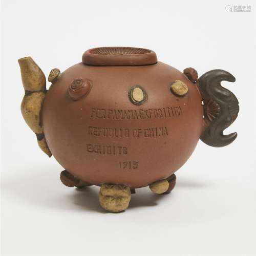 A Red Yixing/Zisha 'Nuts' Teapot With Panama Exposition Ins