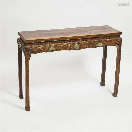 A Jade-Inlaid Hardwood Altar Table, ???????, 33.9 x 47.2 x