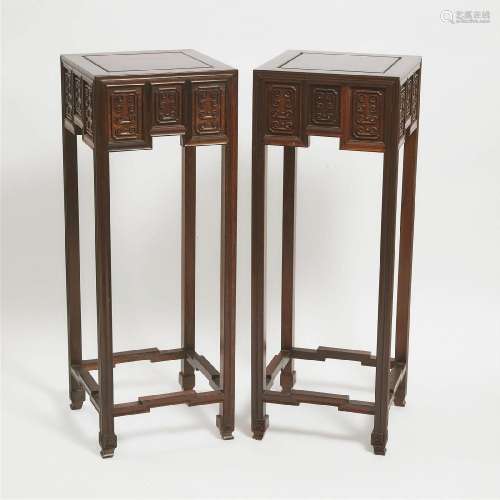 A Pair of Chinese Tall Hardwood Side Tables/Stands, ??????,