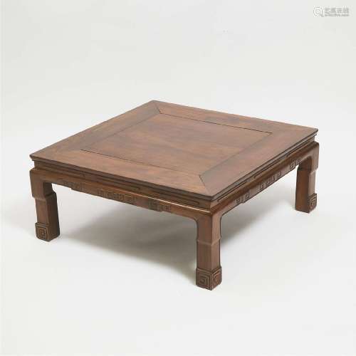 A Chinese Hardwood Low Square Table, ????, 13.8 x 32.7 x 32