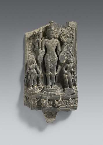 A Pala grey stone stele of Vishnu. Northeastern India, Bihar...