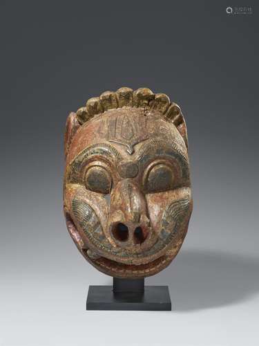 A large polychrome wood mask of a Narasimha. Eastern India, ...