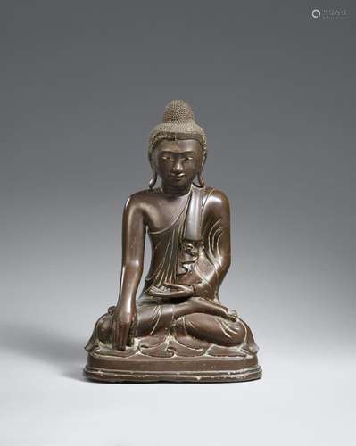 A Mandalay bronze figure of Buddha Shakyamuni. 19th/early 20...