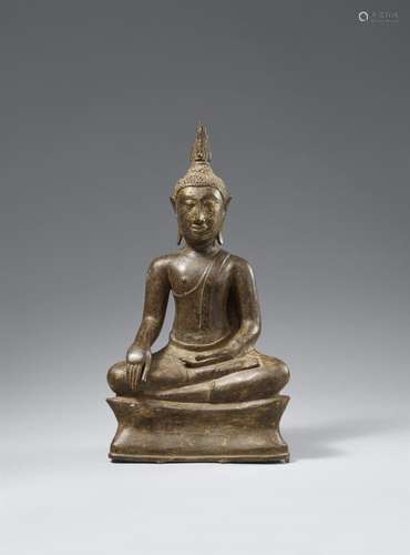 A bronze figure of Buddha Shakyamuni. Thailand, U-Thong styl...