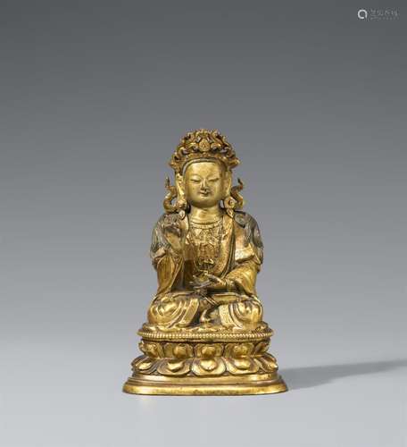 A gilt bronze figure of a bodhisattva. Sino-Tibetan, 17th/18...