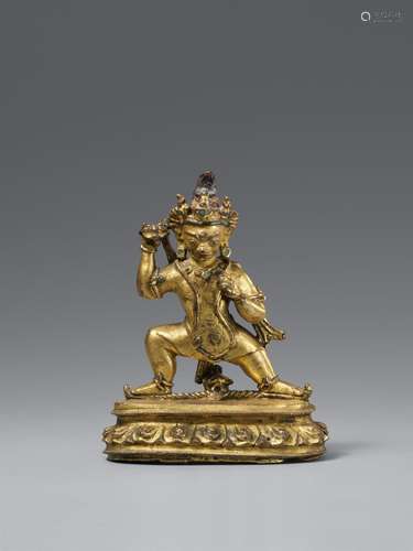 A gilt bronze figure of Bhutadamara-Vajrapani. Tibet, 18th/1...