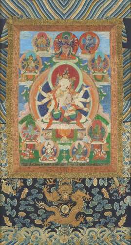 A fine thangka of Dharmadhatu Vagishvara Manjushri. Tibet, 1...