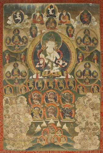 A thangka of Vajrasattva. Tibet, 19th century