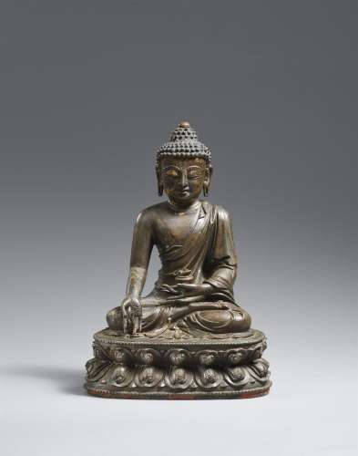 A very fine bronze figure of the medicine Buddha Bhaishajyag...