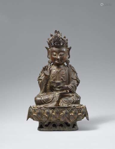 A bronze figure of Guanyin. Ming dynasty