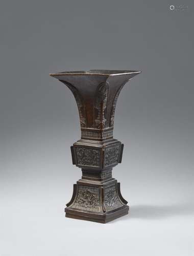 A copper alloy bronze altar vase. Qing dynasty, 19th century