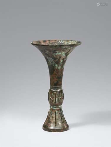 A bronze beaker of gu type, copy after a Shang dynasty model