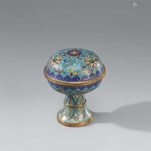 A cloisonné enamel lidded stem cup. 18th century