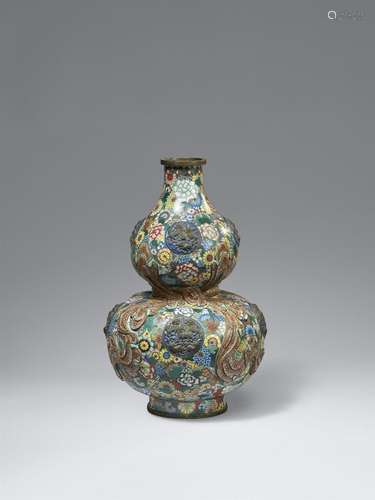 A cloisonné enamel double gourd vase. 19th century