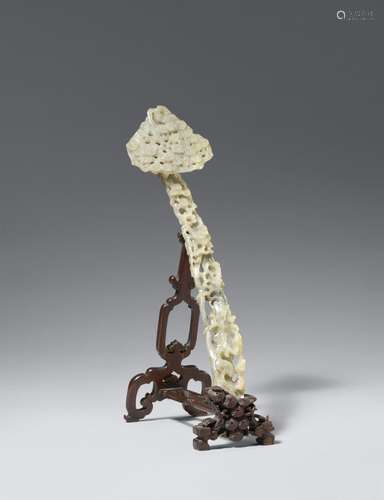 A gray jade ruyi-sceptre. Around 1900