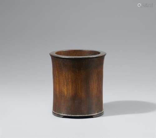 A wood brush pot (bitong). Qing dynasty