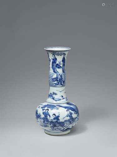 A large blue and white bottle vase. Kangxi period (1661–1722...