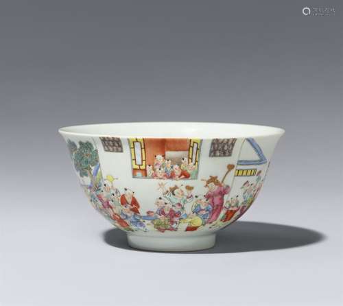 A famille rose hundred boys bowl. 19th/20th century