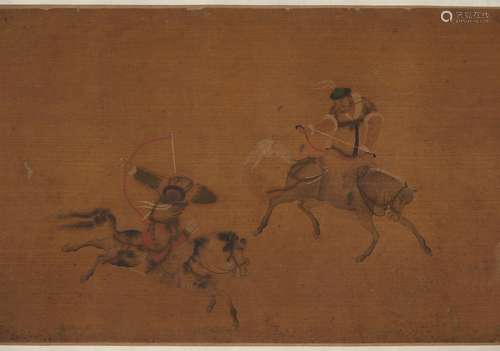 Uyghurs on a hunting expedition (Huihu youlie tu). Horizonta...