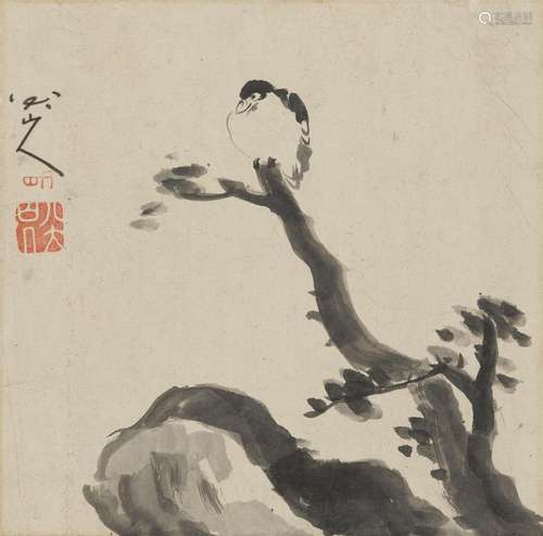 Bird on a branch. Ink on paper. Inscribed Bada Shanren and t...