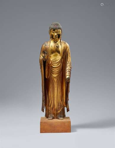 A wood and lacquer figure of Amida Raigo. 18th/early 19th ce...